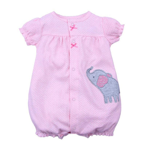 Baby Romper Shorts- Pink Elephant
