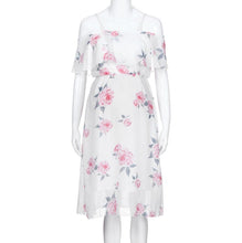 Load image into Gallery viewer, Floral White Off Shoulder Maternity Dress- Zoom View