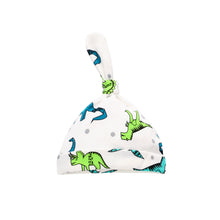 Load image into Gallery viewer, Baby Swaddle Blanket and Cap Set- Happy Dino