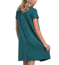Load image into Gallery viewer, Turquoise Maternity and Nursing Nightwear Dress- Back
