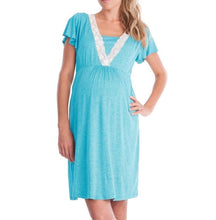 Load image into Gallery viewer, Lace Turquoise Maternity and Nursing Casual Dress