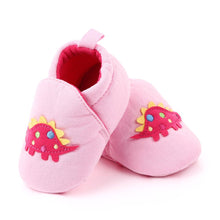 Load image into Gallery viewer, Peach Dino Canvas Baby Shoes