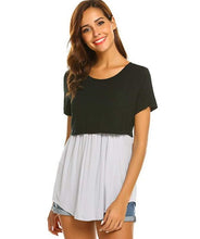 Load image into Gallery viewer, Navy Blue Empire Pregnancy and Nursing Wear Top- Side