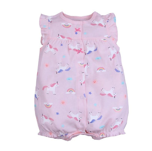 Baby Romper Shorts- Pink Unicorn