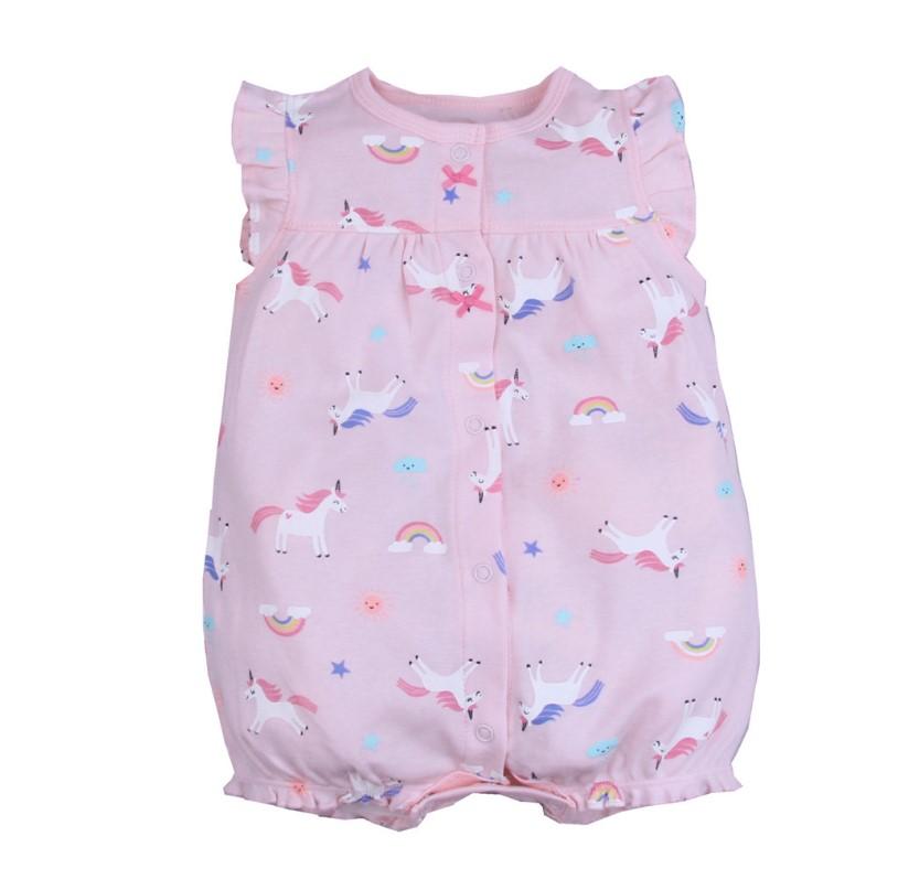 Baby Romper Shorts- Pink Unicorn