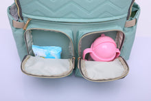 Load image into Gallery viewer, Blue Green Diaper Bag- Front View