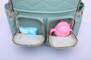 Blue Green Diaper Bag- Front View