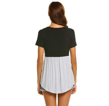 Load image into Gallery viewer, Navy Blue Empire Pregnancy and Nursing Wear Top- Back