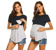Load image into Gallery viewer, Navy Blue Empire Pregnancy and Nursing Wear Top- Nursing and Pregnancy
