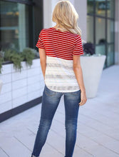 Load image into Gallery viewer, Red and White Stripes Casual Maternity and Nursing Wear Top