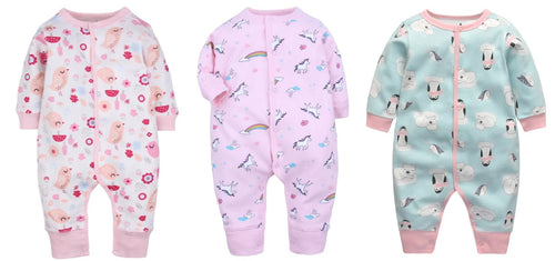 Baby romper combo of 3- Tweety bird, Pink Unicorn, My little penguin