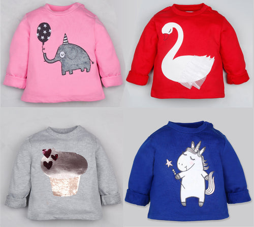 Winter Sweatshirt Combo - Elephant, Swan, Cupcake and Unicorn
