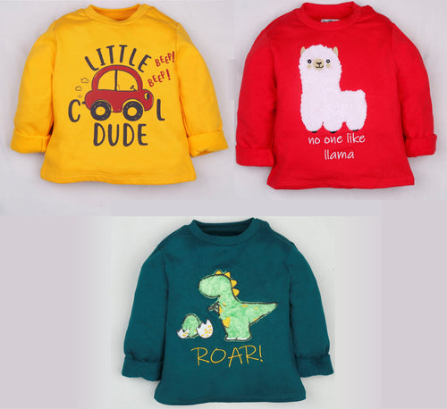 Fleeced Lined Winter Sweatshirt Combo - Dinosaur, Dude and Llama