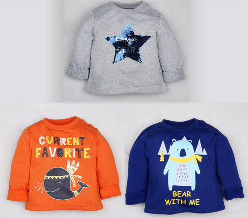 Fleeced Lined Winter Sweatshirt Combo - Star, Whale and Bear