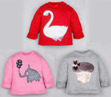Load image into Gallery viewer, Fleeced Lined Winter Sweatshirt Combo - Swan, Elephant and Cupcake