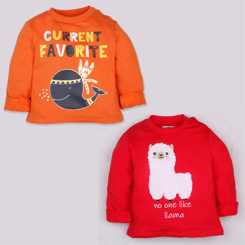 Fleeced Lined Winter Sweatshirt Combo - Whale & Llama