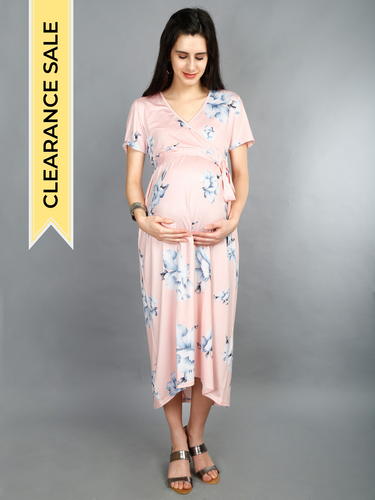 Floral Maternity Dress- Peach