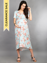Load image into Gallery viewer, Floral Maternity Dress- Sweet Blue