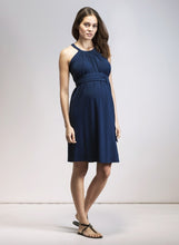Load image into Gallery viewer, Navy Blue Halter Neck Maternity Dress