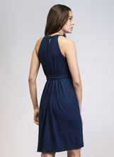 Load image into Gallery viewer, Navy Blue Halter Neck Maternity Dress