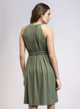 Load image into Gallery viewer, Olive Green Halter Neck Maternity Dress