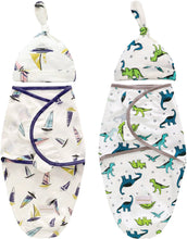 Load image into Gallery viewer, Baby Swaddle combo- Feather Fluff and Happy Dino