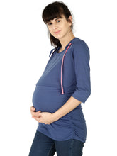 Load image into Gallery viewer, Blue Maternity and Nursing Hoody