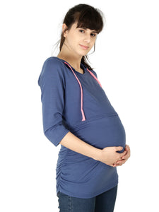Blue Maternity and Nursing Hoody