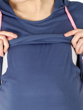Load image into Gallery viewer, Blue Maternity and Nursing Hoody - Zoom View