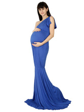 Load image into Gallery viewer, Elegant Blue Maternity Dress