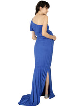 Load image into Gallery viewer, Elegant Blue Maternity Dress - Back View