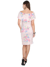 Load image into Gallery viewer, Floral Peach Off Shoulder Maternity Dress-Back