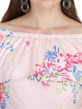 Load image into Gallery viewer, Floral Peach Off Shoulder Maternity Dress-Front Detailed