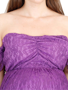 Deep Violet Maternity Dress-Detailed View Front