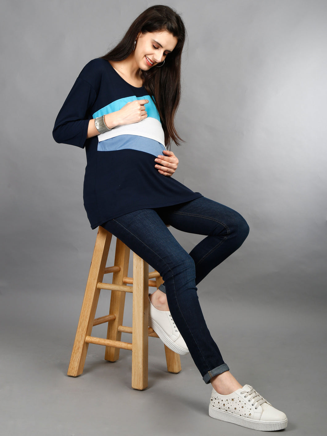 Casual Maternity and Nursing Wear Top - Blue