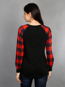 Black and Red Maternity Top Back