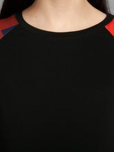 Load image into Gallery viewer, Black and Red Maternity Top Detail