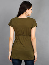 Load image into Gallery viewer, Olive Green Maternity and Nursing wear Top Back