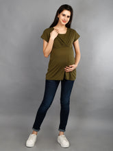 Load image into Gallery viewer, Olive Green Maternity and Nursing wear Top