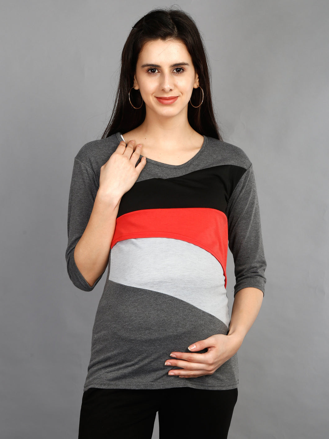 Casual Maternity and Nursing Wear Top - Red