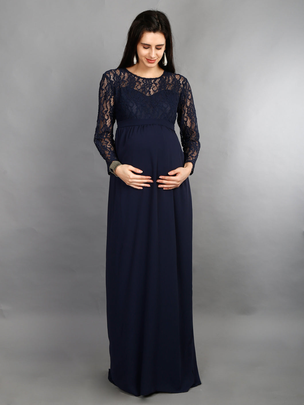 Sapphire Blue Maternity Dress - Front