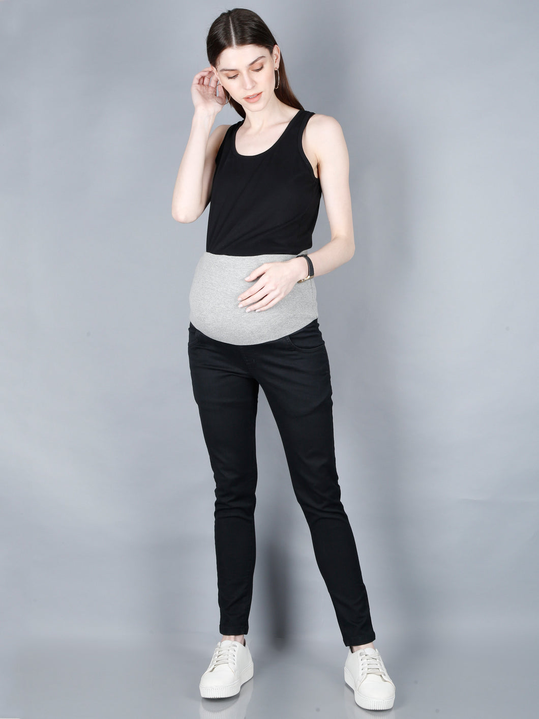 Super Skinny Black Denims with Belly Support
