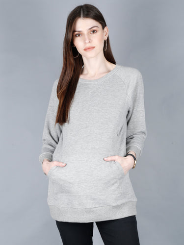 Grey Melange Maternity and Nursing Sweatshirt