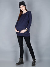 Load image into Gallery viewer, Navy Blue Maternity and Nursing Sweatshirt