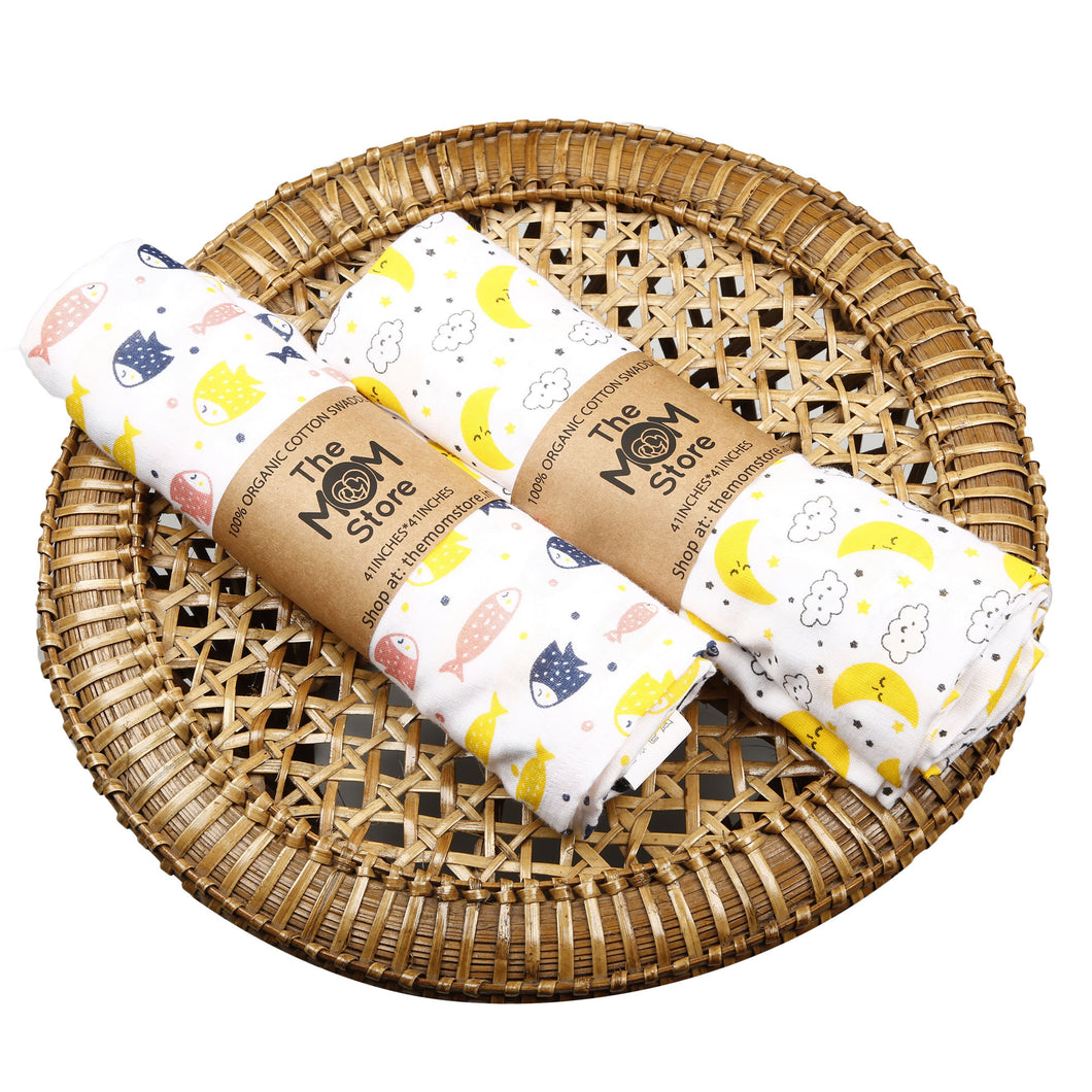 Muslin Swaddle Wrap - Finding Nemoo, Moon and Stars