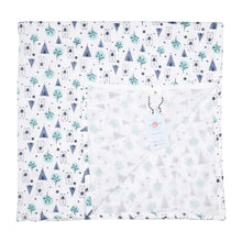 Load image into Gallery viewer, Muslin Swaddle Wrap - Happy Rainbow, Blue Forest