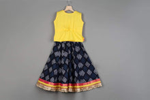 Load image into Gallery viewer, Indigo and Yellow Lehenga Set