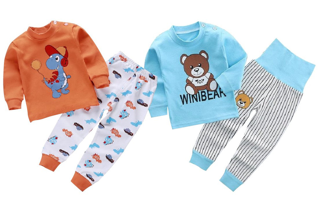 Dino the Racer and Teddy Bear Baby and Toddler Pyjama Set of 2