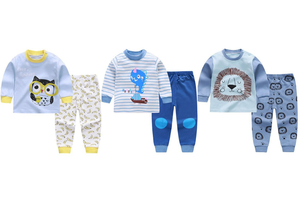 Mr. Owl, Happy Dino and Lolo the Lion Baby and Toddler Pyjama Set of 3
