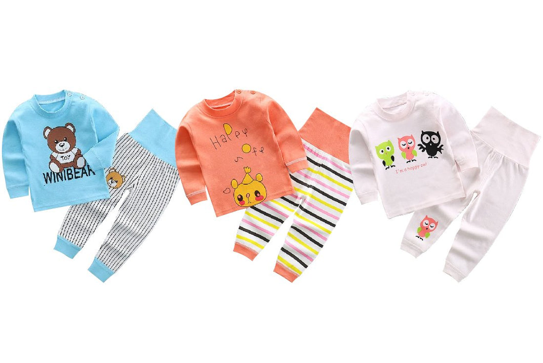 Teddy Bear, Balloon Bear and Three Little Owls Baby and Toddler Pyjama Set of 3